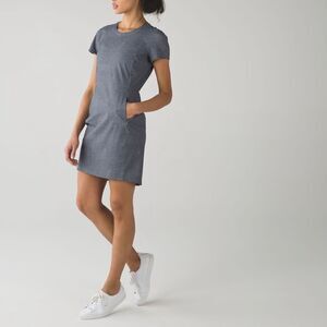 Lululemon & go Endeavor Dress Heathered Texture Printed Grey Deep Coal size 6